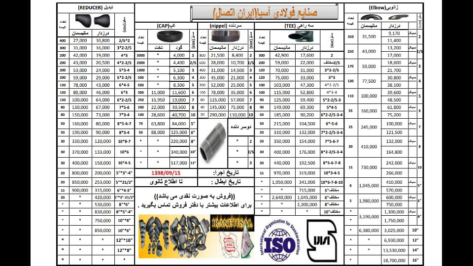 لیست-قیمت-اتصالات-جوشی